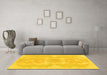 Machine Washable Abstract Yellow Modern Rug in a Living Room, wshabs1184yw