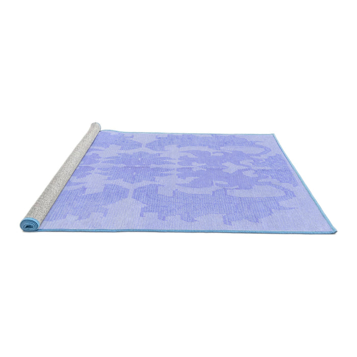 Sideview of Machine Washable Abstract Blue Modern Rug, wshabs1184blu