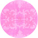 Round Abstract Pink Modern Rug, abs1184pnk