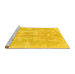 Sideview of Machine Washable Abstract Yellow Modern Rug, wshabs1184yw