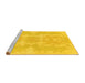 Sideview of Machine Washable Abstract Yellow Modern Rug, wshabs1184yw