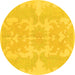 Round Abstract Yellow Modern Rug, abs1184yw