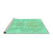 Sideview of Machine Washable Abstract Turquoise Modern Area Rugs, wshabs1184turq