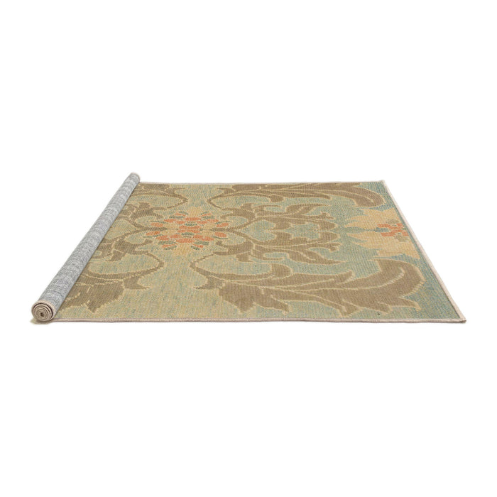 Sideview of Machine Washable Abstract Yellow Rug, wshabs1185