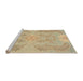 Sideview of Machine Washable Abstract Yellow Rug, wshabs1185