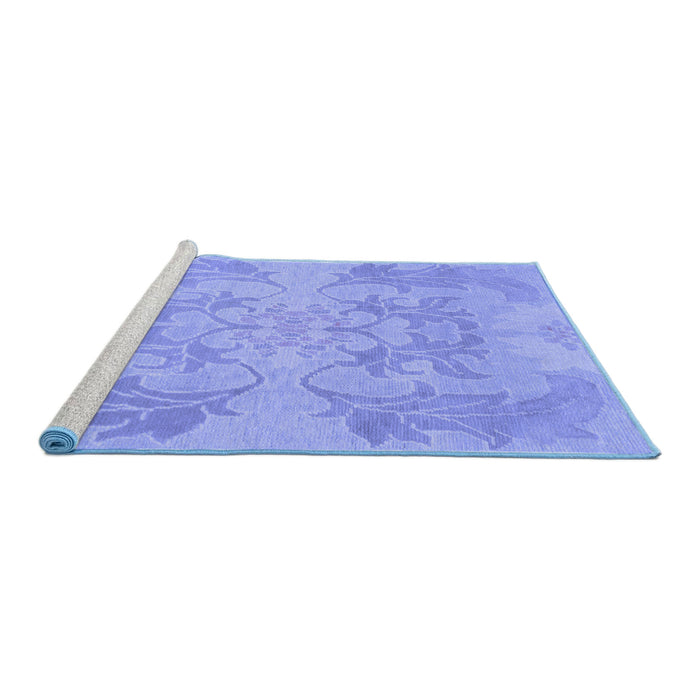 Sideview of Machine Washable Abstract Blue Modern Rug, wshabs1185blu