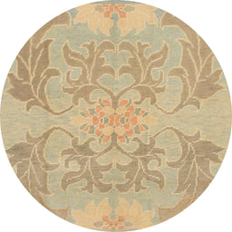 Round Machine Washable Abstract Yellow Rug, wshabs1185