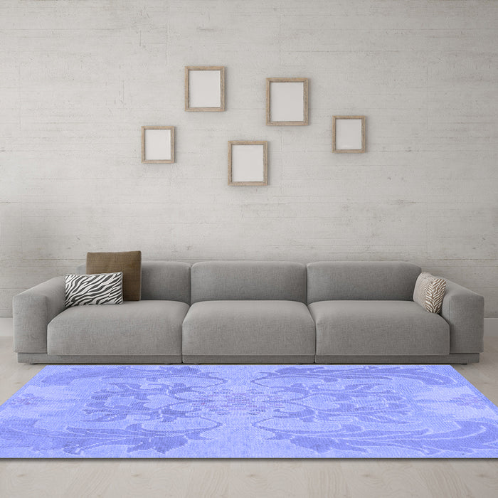 Machine Washable Abstract Blue Modern Rug in a Living Room, wshabs1185blu