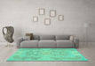 Machine Washable Abstract Turquoise Modern Area Rugs in a Living Room,, wshabs1185turq