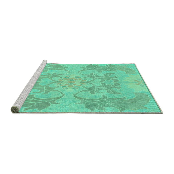 Sideview of Machine Washable Abstract Turquoise Modern Area Rugs, wshabs1185turq