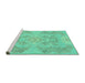 Sideview of Machine Washable Abstract Turquoise Modern Area Rugs, wshabs1185turq