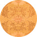 Round Abstract Orange Modern Rug, abs1185org