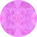 Round Machine Washable Abstract Purple Modern Area Rugs, wshabs1185pur