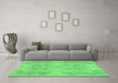 Machine Washable Abstract Emerald Green Modern Area Rugs in a Living Room,, wshabs1185emgrn