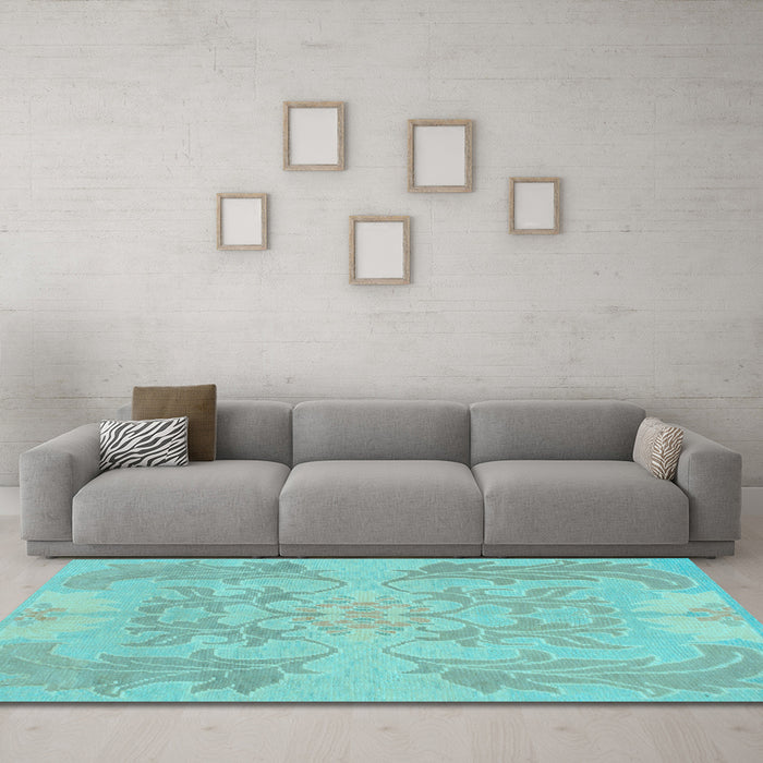 Machine Washable Abstract Light Blue Modern Rug in a Living Room, wshabs1185lblu