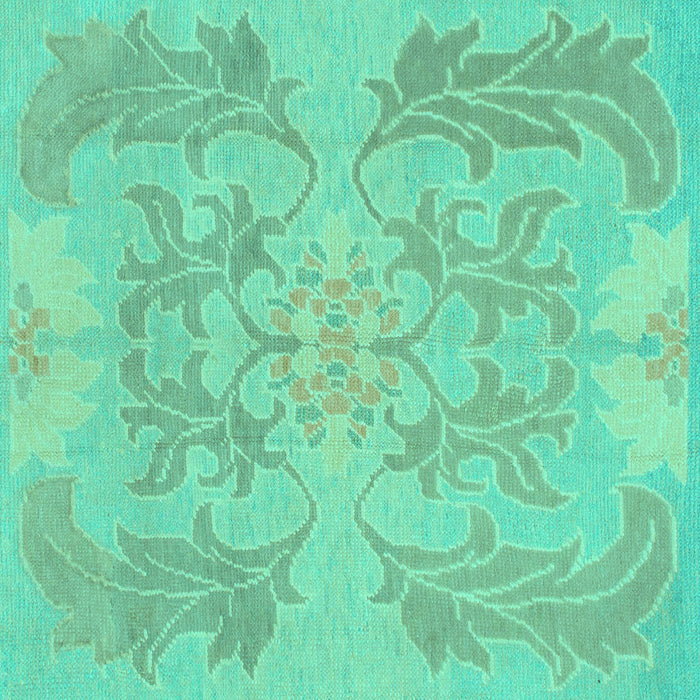 Square Machine Washable Abstract Turquoise Modern Area Rugs, wshabs1185turq