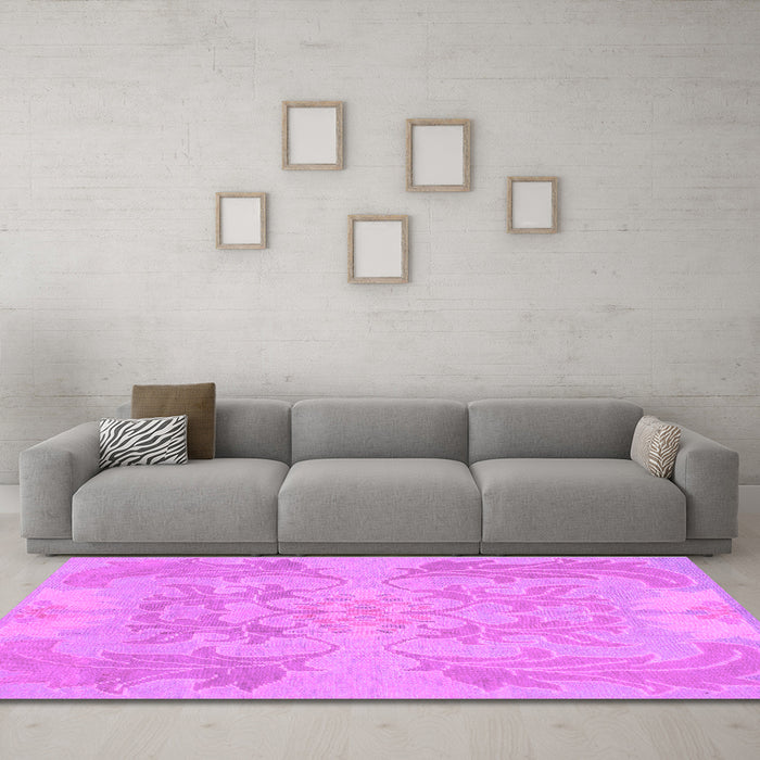 Machine Washable Abstract Purple Modern Area Rugs in a Living Room, wshabs1185pur