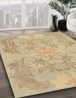 Machine Washable Abstract Yellow Rug in a Family Room, wshabs1185