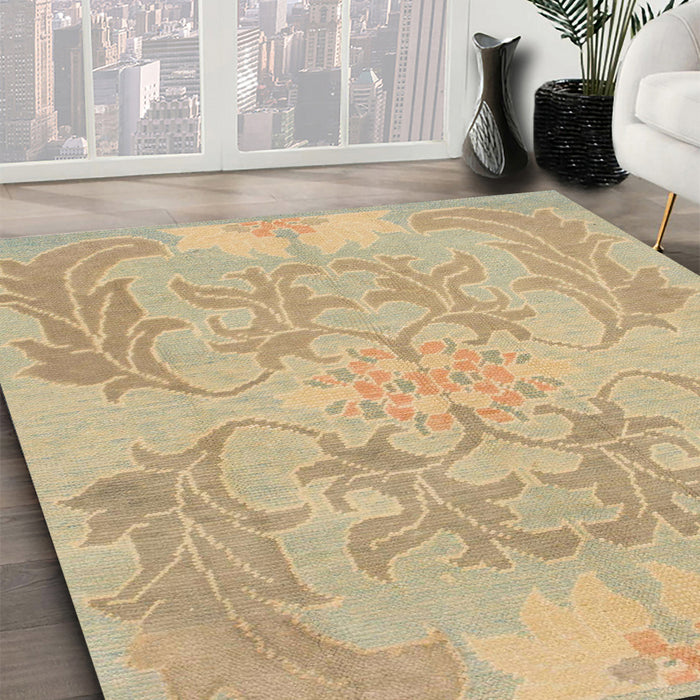 Machine Washable Abstract Yellow Rug in a Family Room, wshabs1185