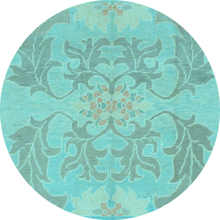 Round Machine Washable Abstract Light Blue Modern Rug, wshabs1185lblu