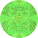 Round Abstract Green Modern Rug, abs1185grn