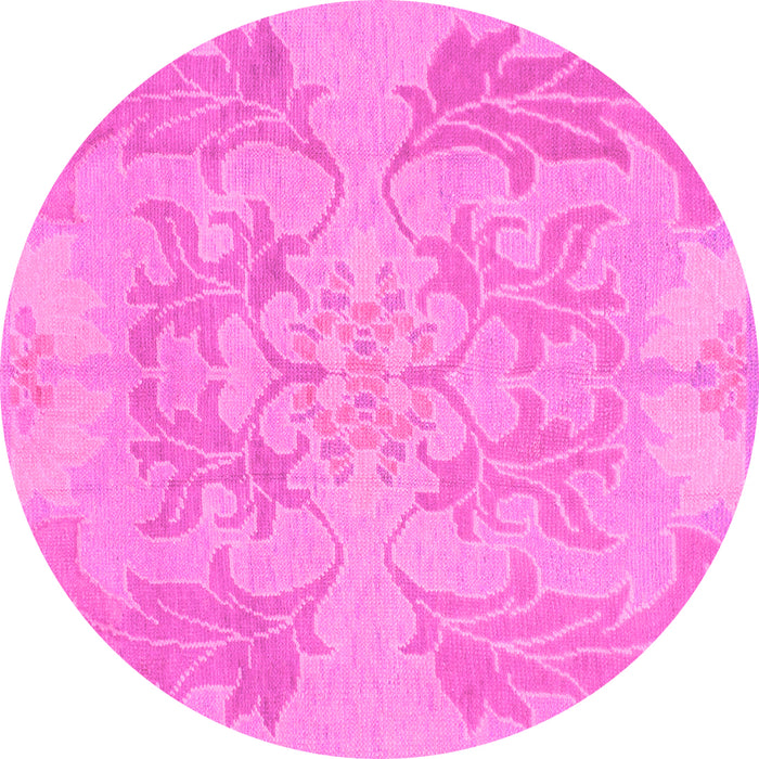 Round Machine Washable Abstract Pink Modern Rug, wshabs1185pnk