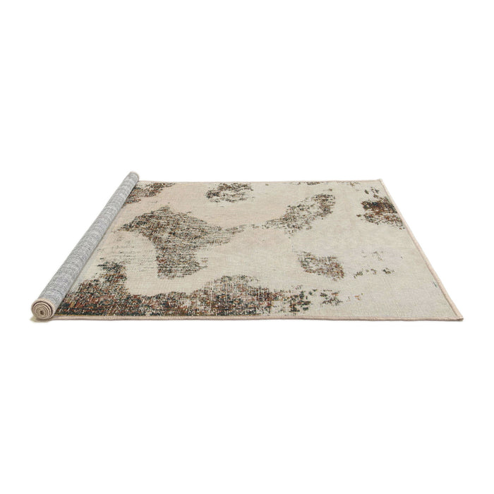 Sideview of Machine Washable Abstract Wheat Beige Rug, wshabs1186