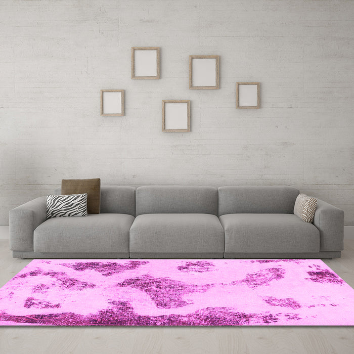 Machine Washable Abstract Pink Modern Rug in a Living Room, wshabs1186pnk
