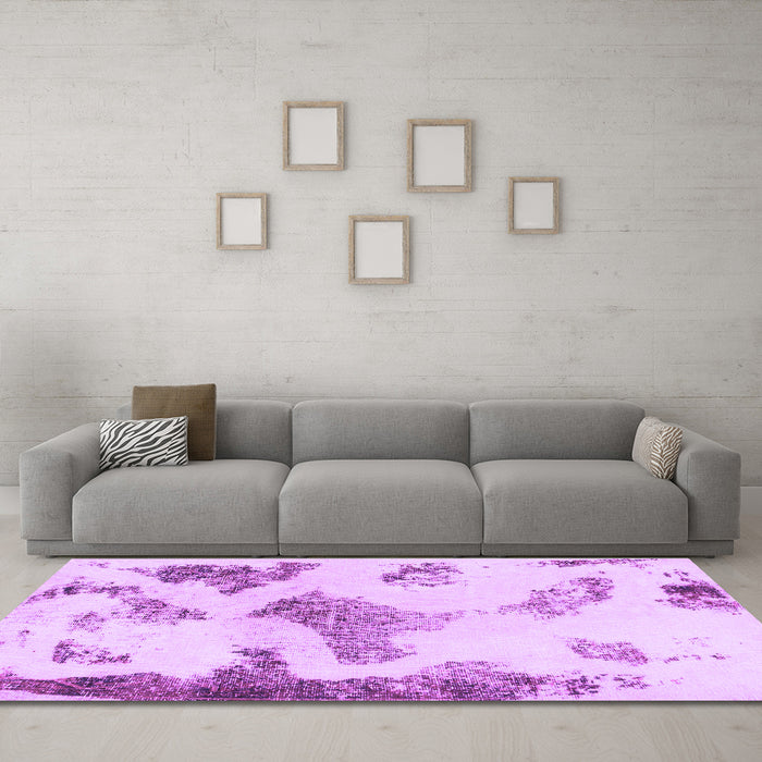 Machine Washable Abstract Purple Modern Area Rugs in a Living Room, wshabs1186pur