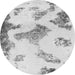 Round Machine Washable Abstract Gray Modern Rug, wshabs1186gry