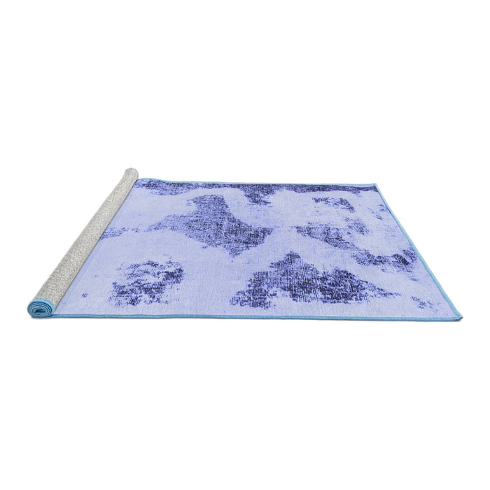 Sideview of Machine Washable Abstract Blue Modern Rug, wshabs1186blu