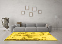 Machine Washable Abstract Yellow Modern Rug, wshabs1186yw