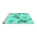 Sideview of Machine Washable Abstract Turquoise Modern Area Rugs, wshabs1186turq