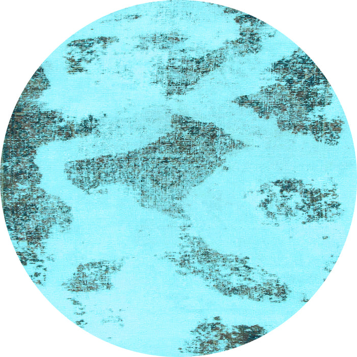 Round Machine Washable Abstract Light Blue Modern Rug, wshabs1186lblu
