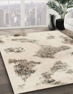 Machine Washable Abstract Wheat Beige Rug in a Family Room, wshabs1186