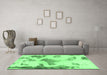 Machine Washable Abstract Emerald Green Modern Area Rugs in a Living Room,, wshabs1186emgrn