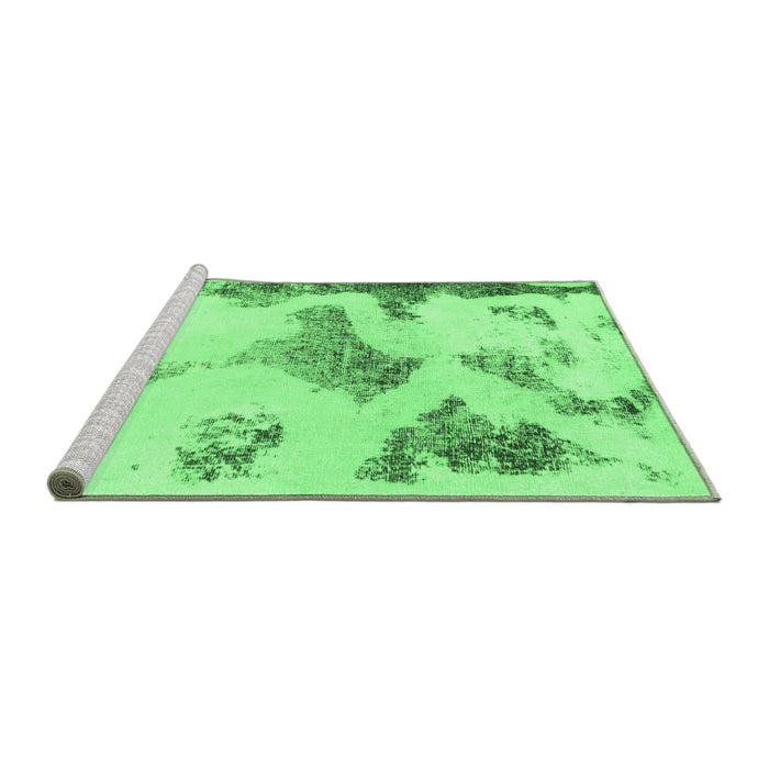 Sideview of Machine Washable Abstract Emerald Green Modern Area Rugs, wshabs1186emgrn
