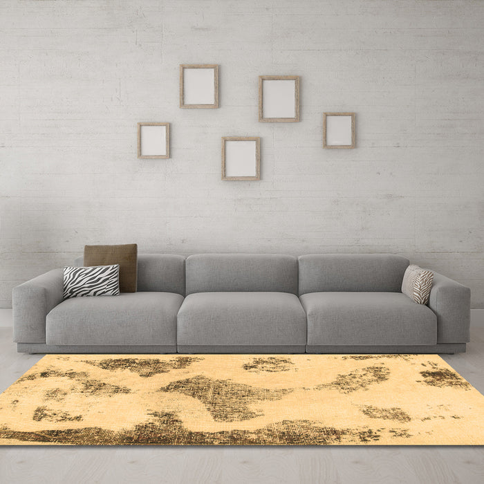 Machine Washable Abstract Brown Modern Rug in a Living Room,, wshabs1186brn