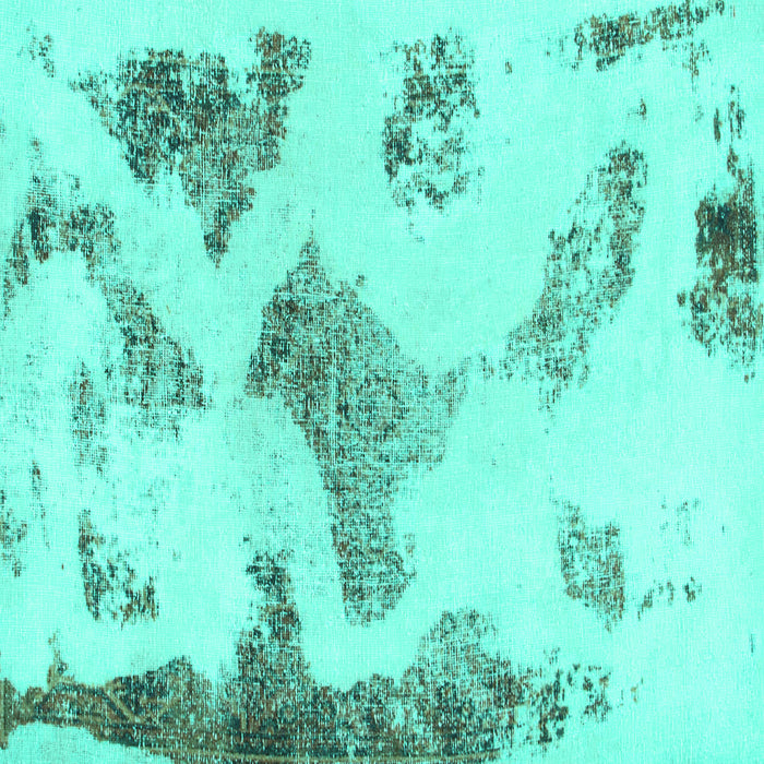 Square Machine Washable Abstract Turquoise Modern Area Rugs, wshabs1186turq