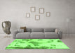 Machine Washable Abstract Green Modern Area Rugs in a Living Room,, wshabs1186grn