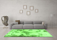 Machine Washable Abstract Green Modern Rug, wshabs1186grn