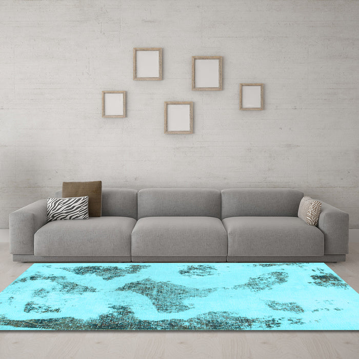 Machine Washable Abstract Light Blue Modern Rug in a Living Room, wshabs1186lblu