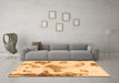 Machine Washable Abstract Orange Modern Area Rugs in a Living Room, wshabs1186org