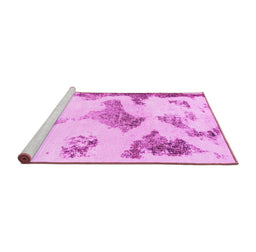 Sideview of Machine Washable Abstract Pink Modern Rug, wshabs1186pnk