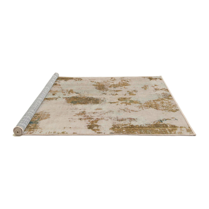Sideview of Machine Washable Abstract Desert Sand Beige Rug, wshabs1187