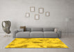 Machine Washable Abstract Yellow Modern Rug in a Living Room, wshabs1187yw