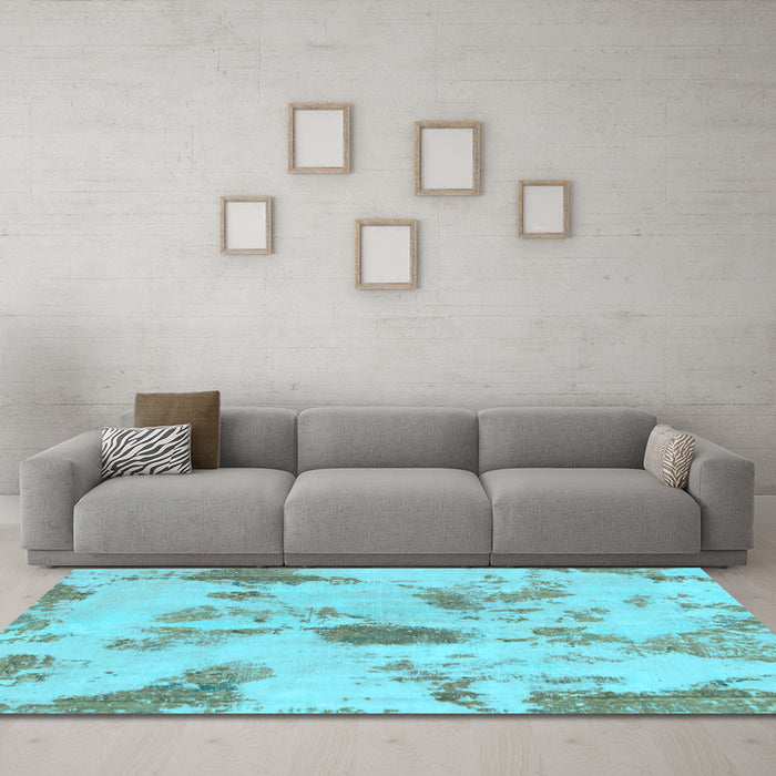 Machine Washable Abstract Light Blue Modern Rug in a Living Room, wshabs1187lblu