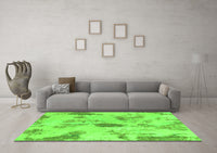 Machine Washable Abstract Green Modern Rug, wshabs1187grn