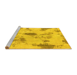Sideview of Machine Washable Abstract Yellow Modern Rug, wshabs1187yw