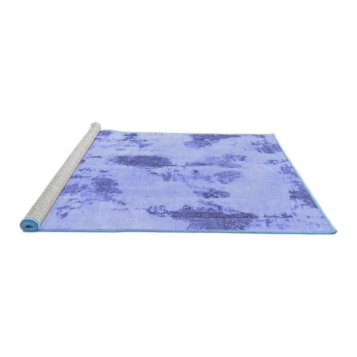 Sideview of Machine Washable Abstract Blue Modern Rug, wshabs1187blu